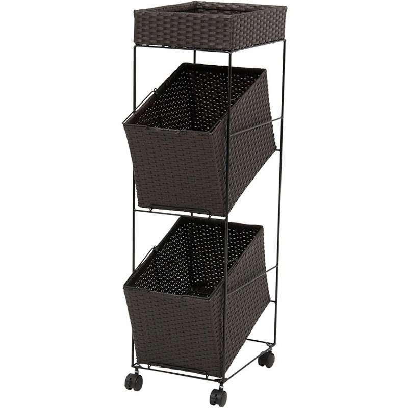 RAN-2425DBR ランドリーラック スクエア型バスケット2個 斜めタイプ 幅28cm 萩原 1台(1台) RAN-2425DBR