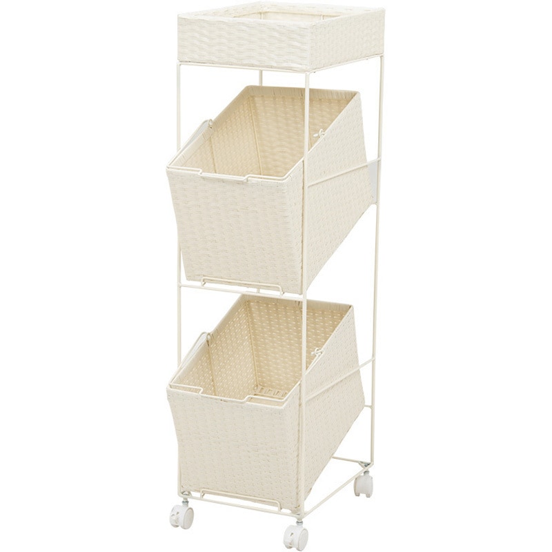 RAN-2425WH ランドリーラック スクエア型バスケット2個 斜めタイプ 幅28cm 萩原 1台(1台) RAN-2425WH