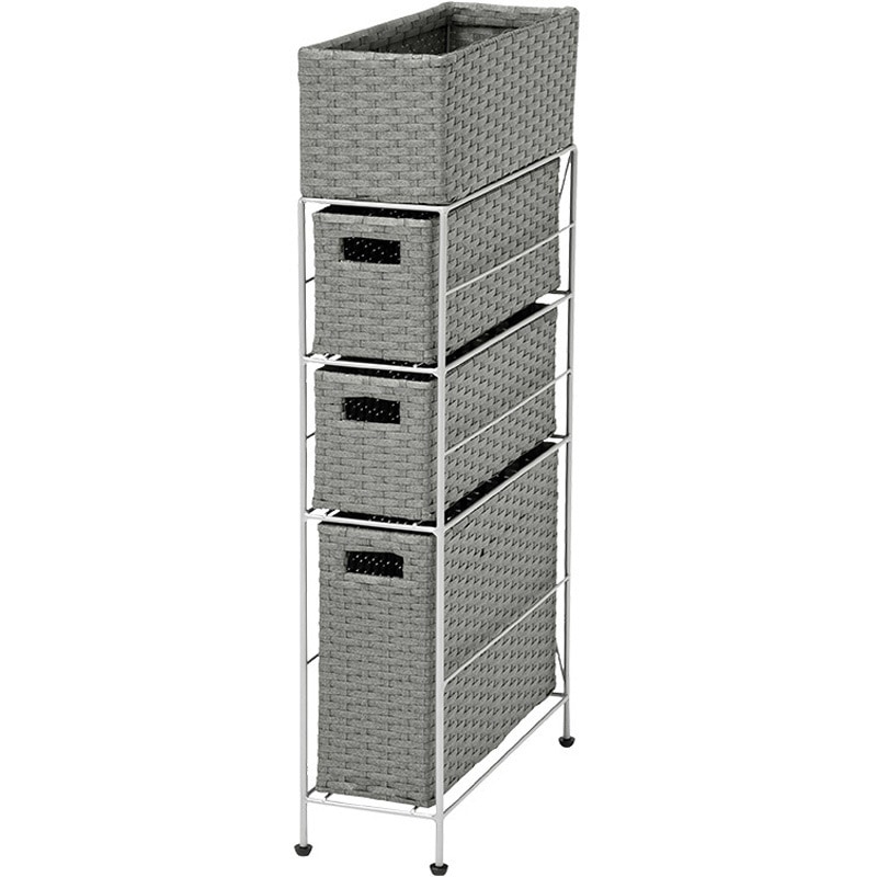 RAN-2405GY ランドリーラック 引き出し 3杯 幅15.5cm 萩原 1台(1台) RAN-2405GY 5,984円