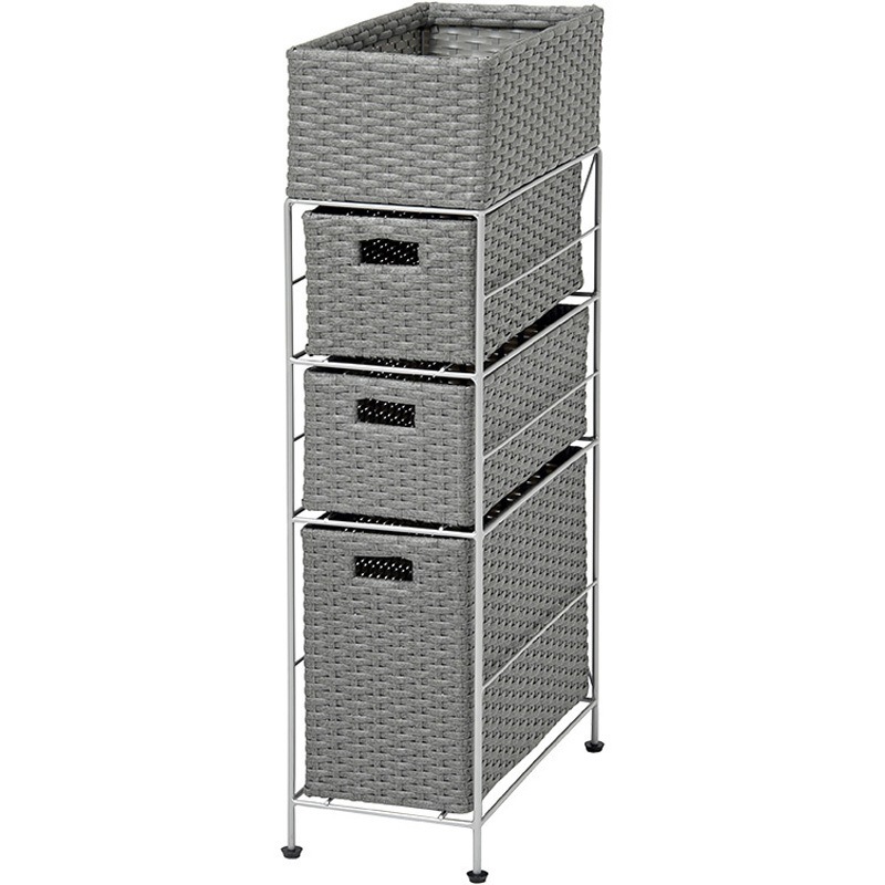 RAN-2406GY ランドリーラック 引き出し 3杯 幅20.5cm 萩原 1台(1台) RAN-2406GY