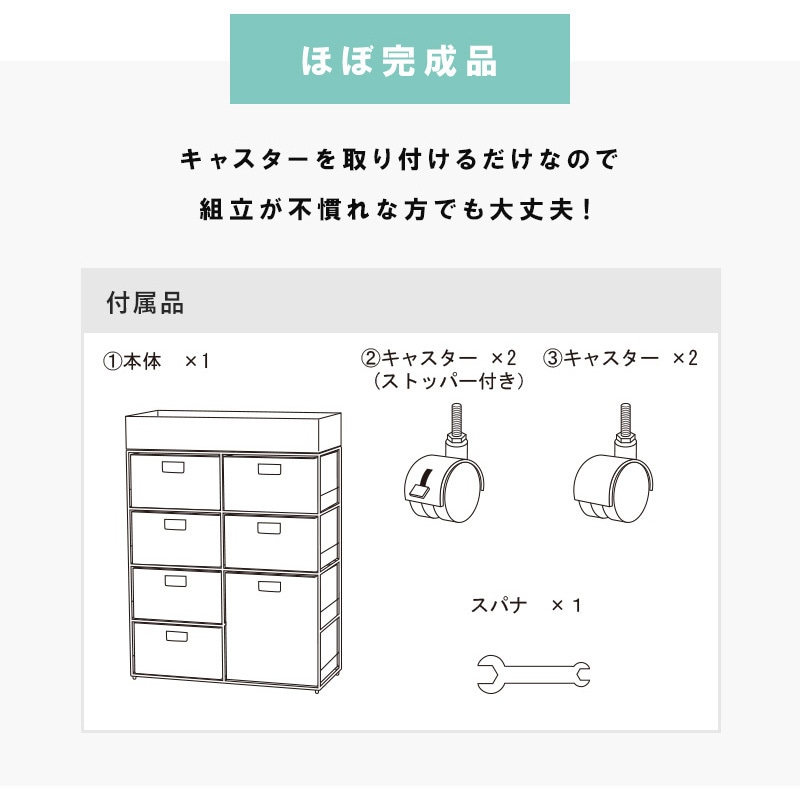 RAN-2418WH ランドリーラック 引き出し 7杯 幅70.5cm 萩原 1台(1台
