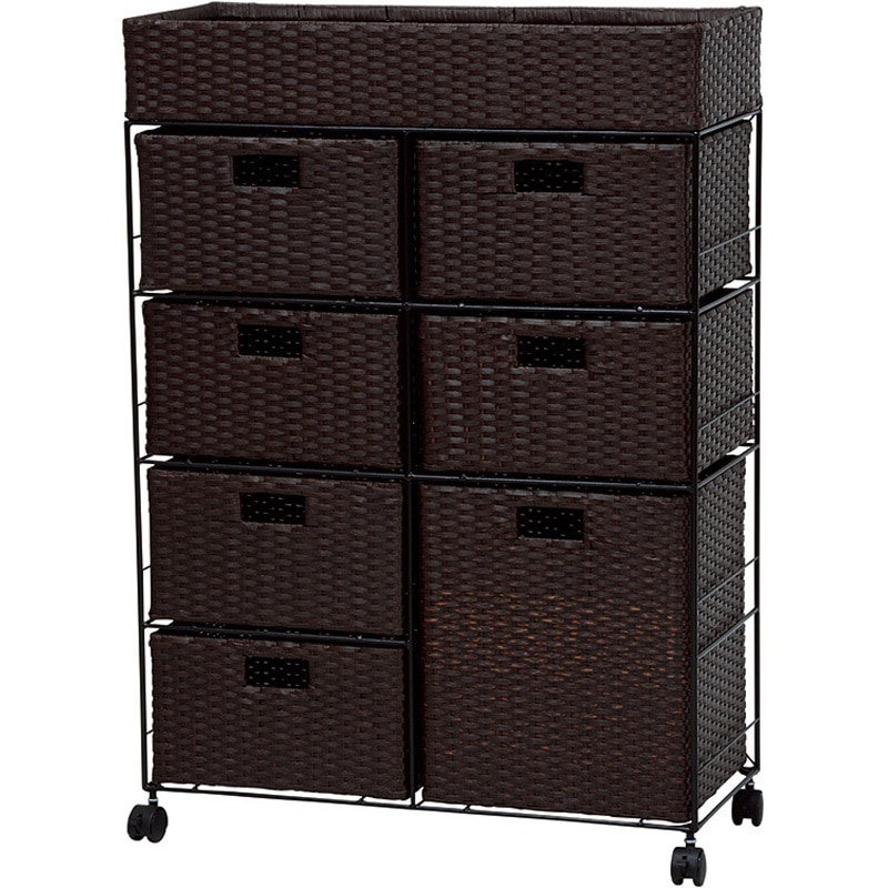 RAN-2418DBR ランドリーラック 引き出し 7杯 幅70.5cm 萩原 1台(1台) RAN-2418DBR