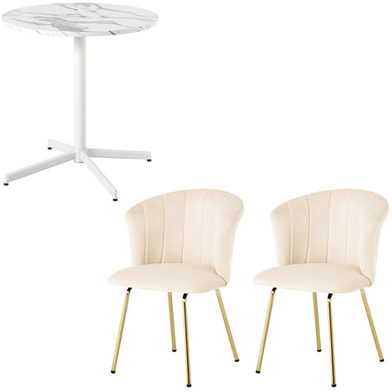 LT-4931MWH-65IV-S 円形カフェテーブル & シェル型 ローバック チェア 3点セット 韓国インテリア 萩原 1台(1台) LT-4931MWH-65IV-S