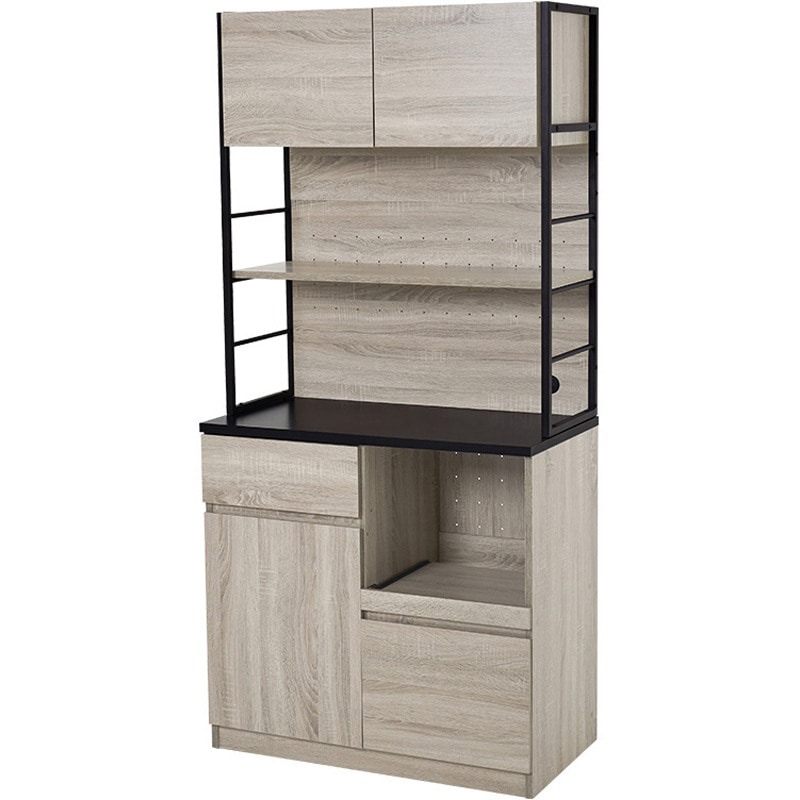 RCC-1629GY アイアンキッチンラック 大容量タイプ 幅87cm 萩原 ブラック×グレー色  1台(1台) RCC-1629GY 39,980円