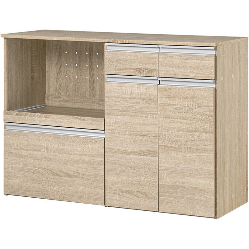 VKC-7156NA 収納力に優れたキッチンカウンター<ワイドタイプ 幅118cm> 萩原 ナチュラル色  1台(1台) VKC-7156NA