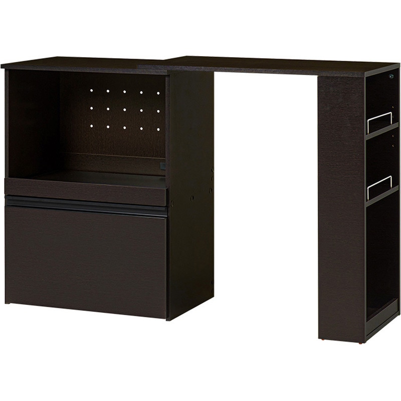 VKC-7141DBROS キッチンカウンター 拡張テーブルセット <スリム・収納庫タイプ 幅60cm> 萩原 ダークブラウン色 外寸(幅×奥行×高さ)75～125×40×84cm 1台(1台) VKC-7141DBROS