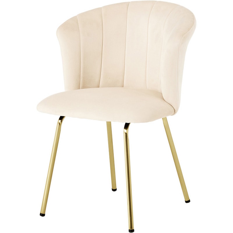 LC-4765IV ベロア調×ゴールド脚 シェル型 チェアー ハイバック 萩原 アイボリー色  1台(1台) LC-4765IV