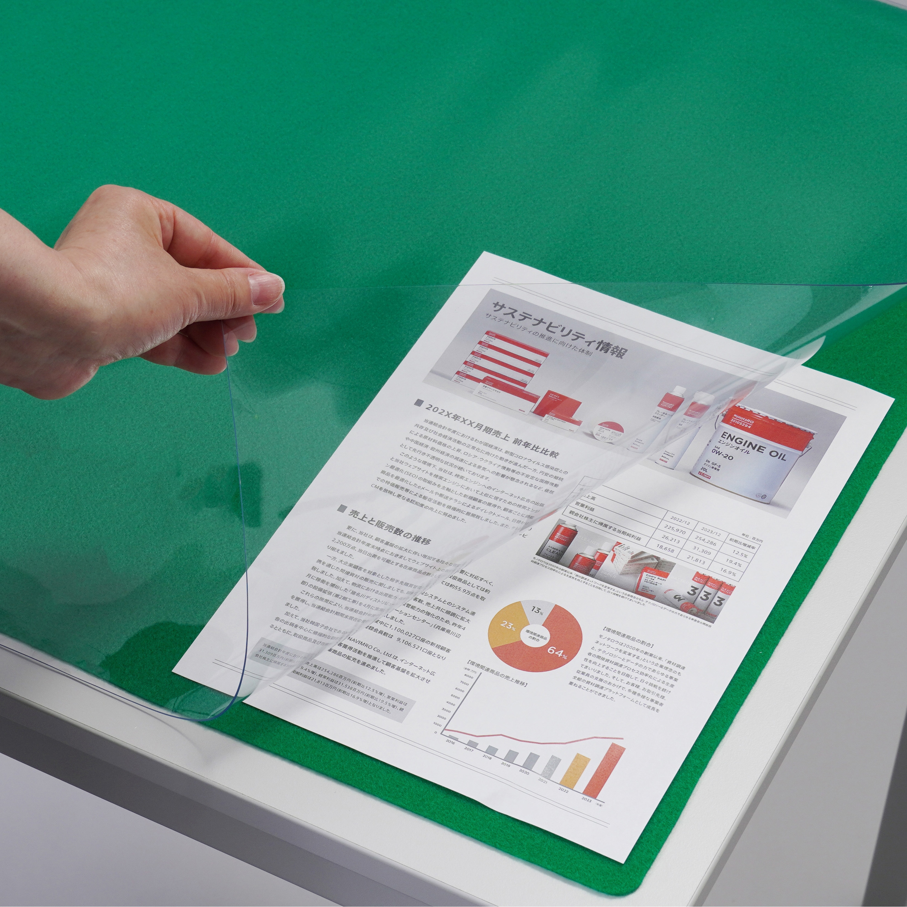 10W2-09969 デスクマット 1mm 非転写 下敷き付き モノタロウ マウス非