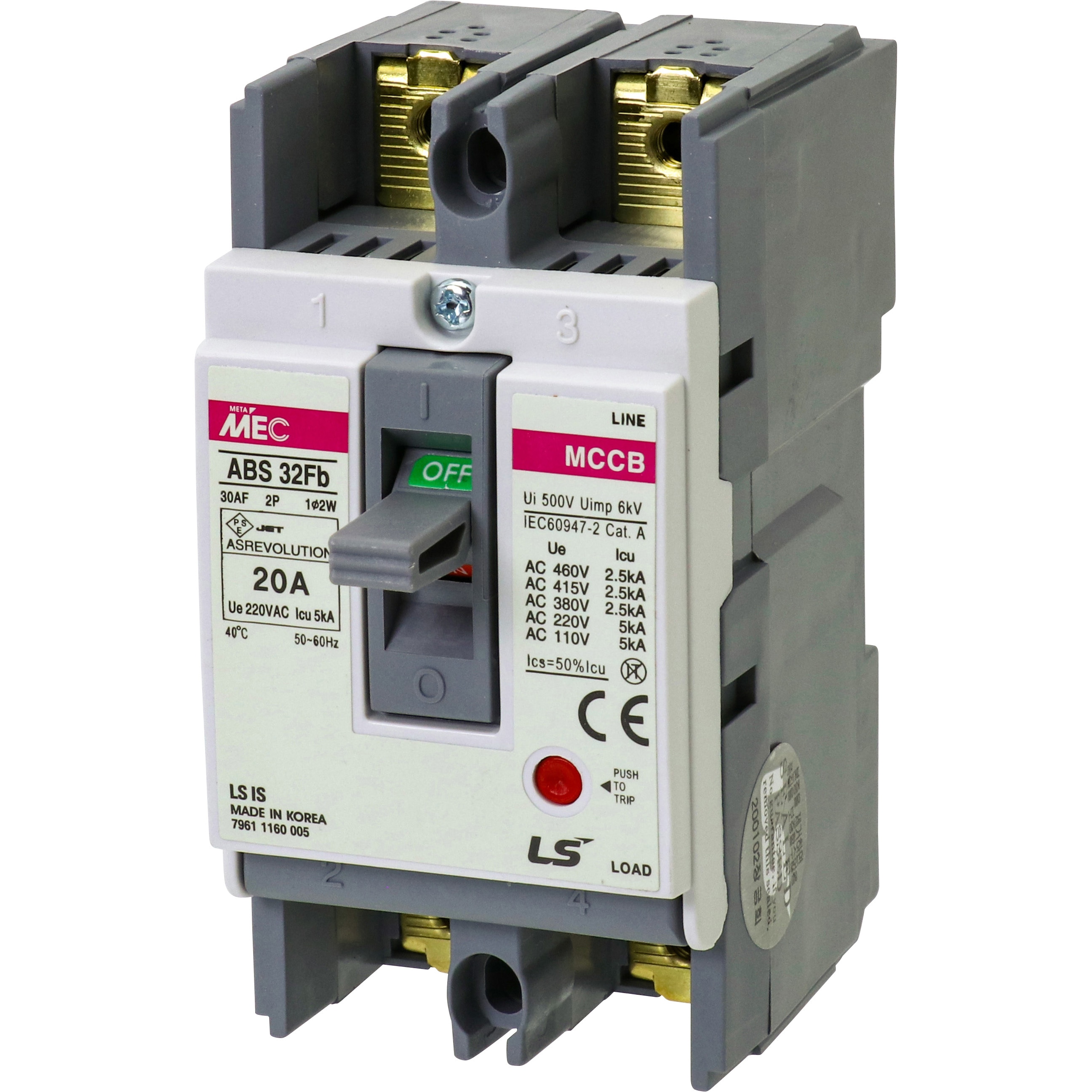 ABS32Fb/20A ノーヒューズ遮断器 LS ELECTRIC(旧 LS産電) 表面形