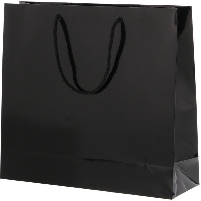 黒 M 手提げ紙袋(PPフィルム貼り) HEIKO 黒色 幅330mmマチ100mm高さ