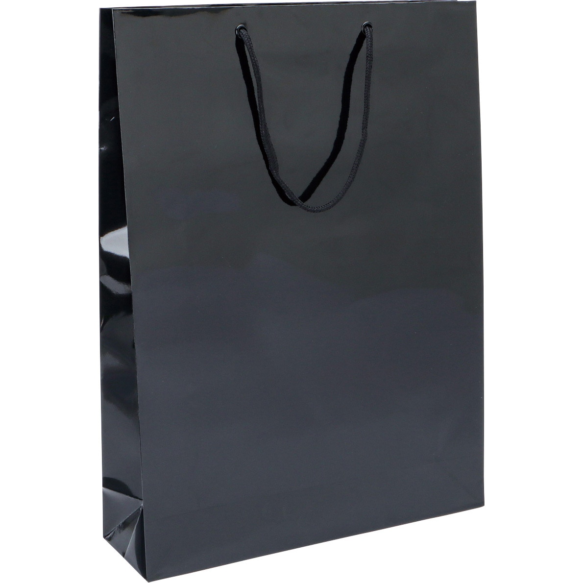 黒 L 手提げ紙袋(PPフィルム貼り) HEIKO 黒色 幅330mmマチ100mm高さ