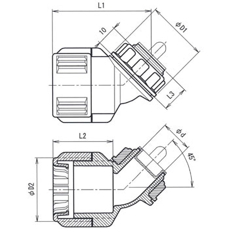 FNVK-28G 曲がりコネクタ(45°) 未来工業 ベージュ色 - 【通販モノタロウ】