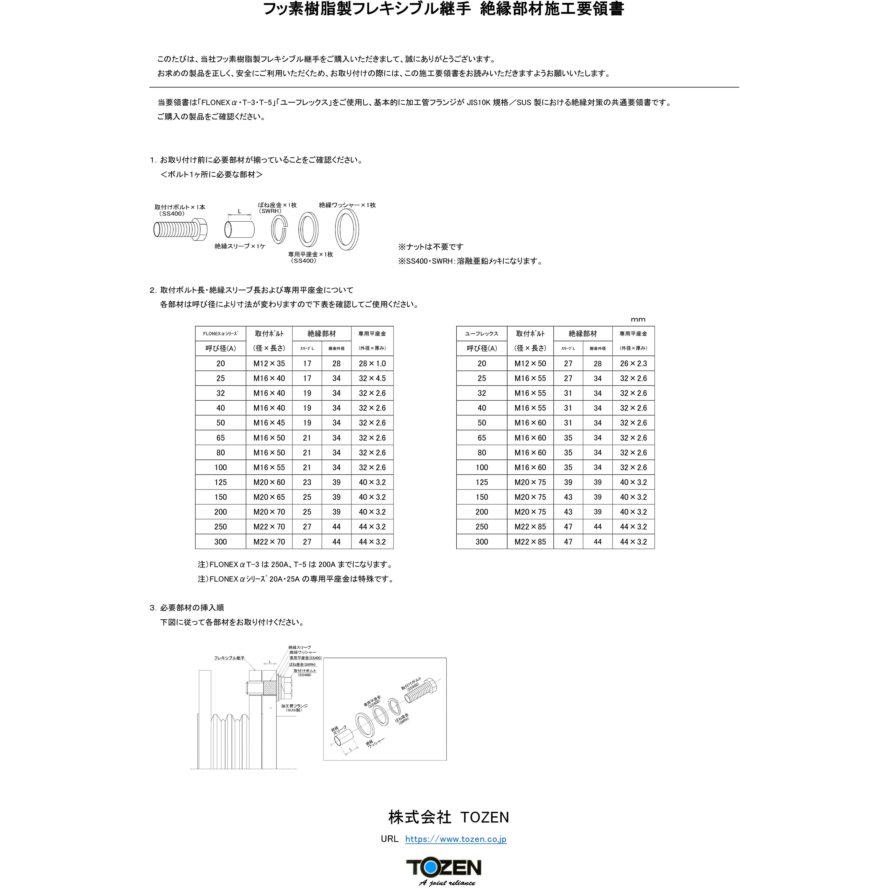 40A_ユーフレックス用 絶縁ボルトセットSS400 1袋(8本組) TOZEN 40A_ユーフレックス用 絶縁ボルトセットSS400 1袋(8本組) TOZEN