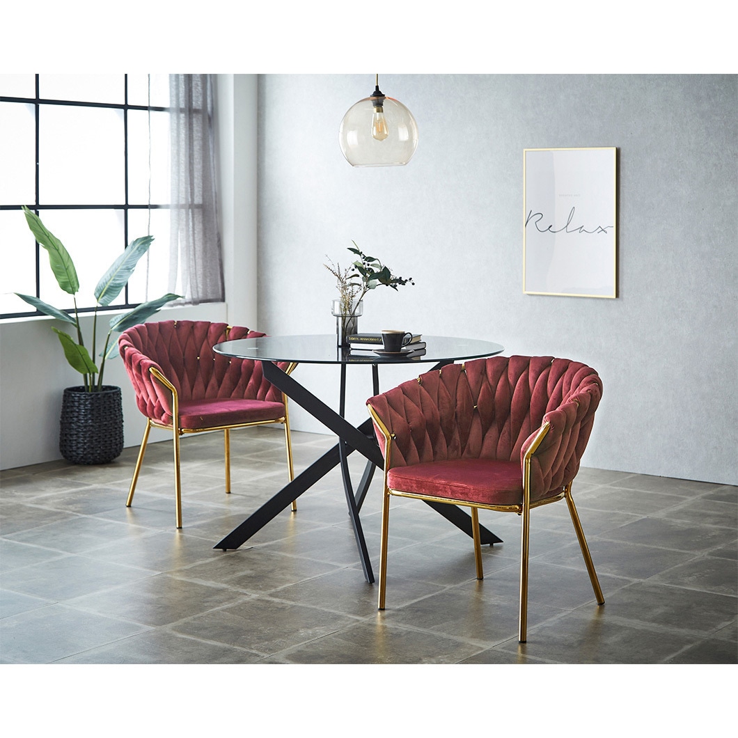 SH-24-0170-WH ルイーズ 110cm ガラステーブル サンコウ ホワイト色 高