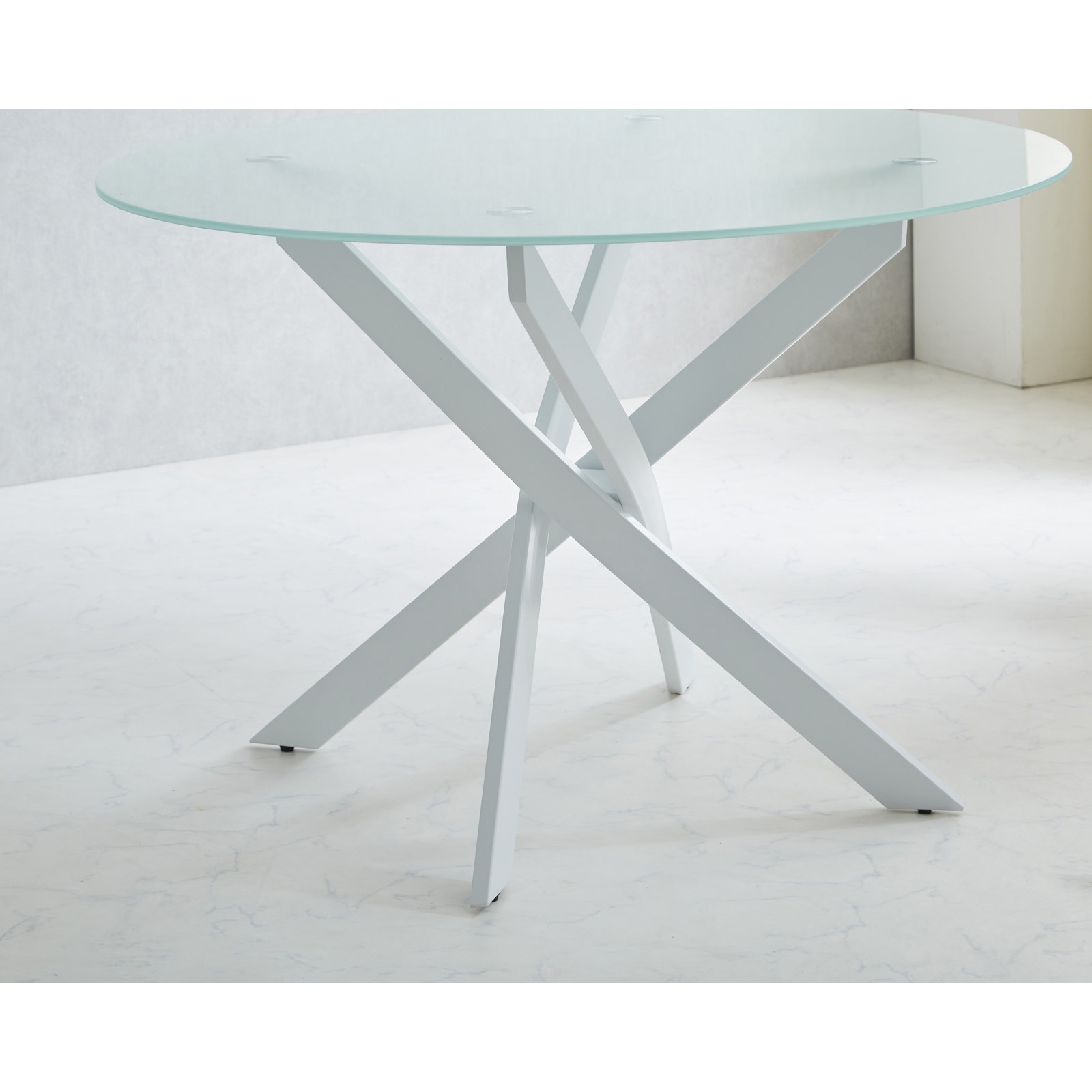 SH-24-0170-WH ルイーズ 110cm ガラステーブル サンコウ ホワイト色 高