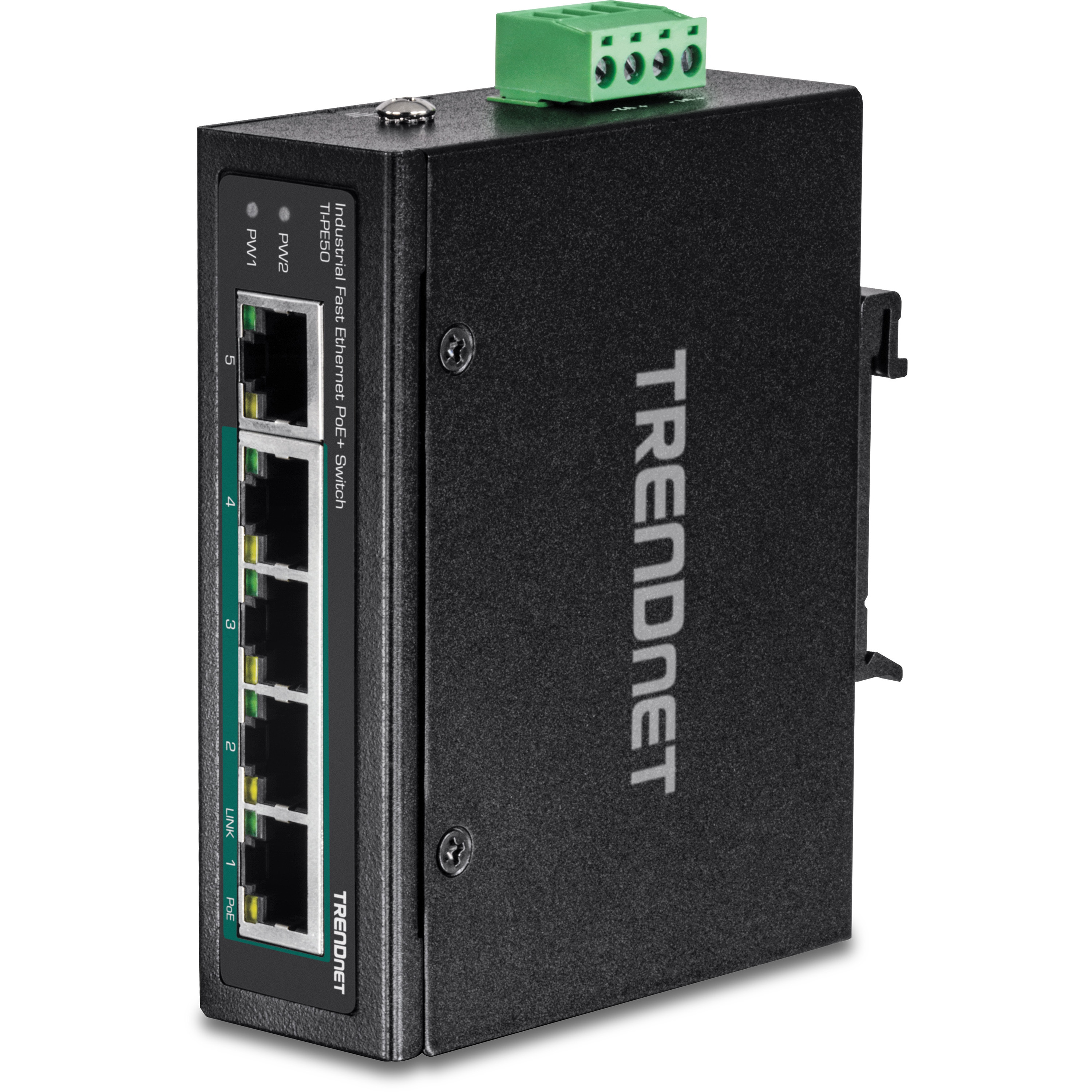 TI-PE50 産業用PoEスイッチングハブ af/at 100Mbps 5ポート TRENDnet 電源仕様4ピン着脱式ターミナルブロック