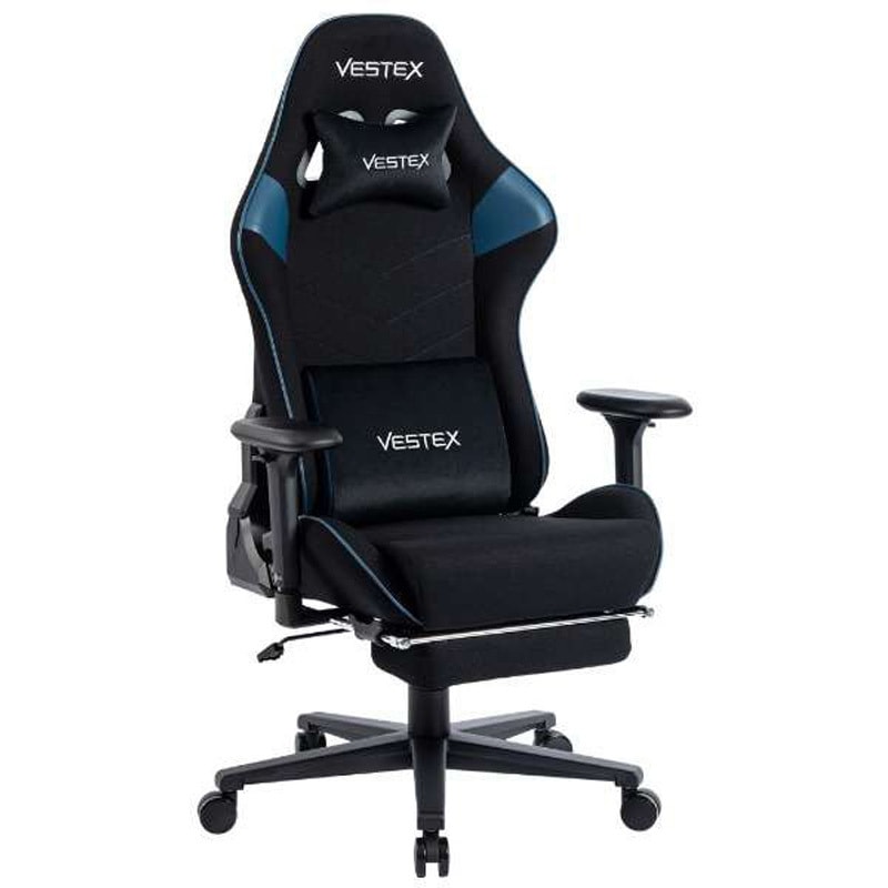 VES-S2FTBL ゲーミングチェア S2シリーズ フットレスト付 高撥水メッシュファブリック VESTEX(ヴェステックス) オットマンあり ブルー色 高さ1205～1275mm幅720mm奥行720mm  VES-S2FTBL