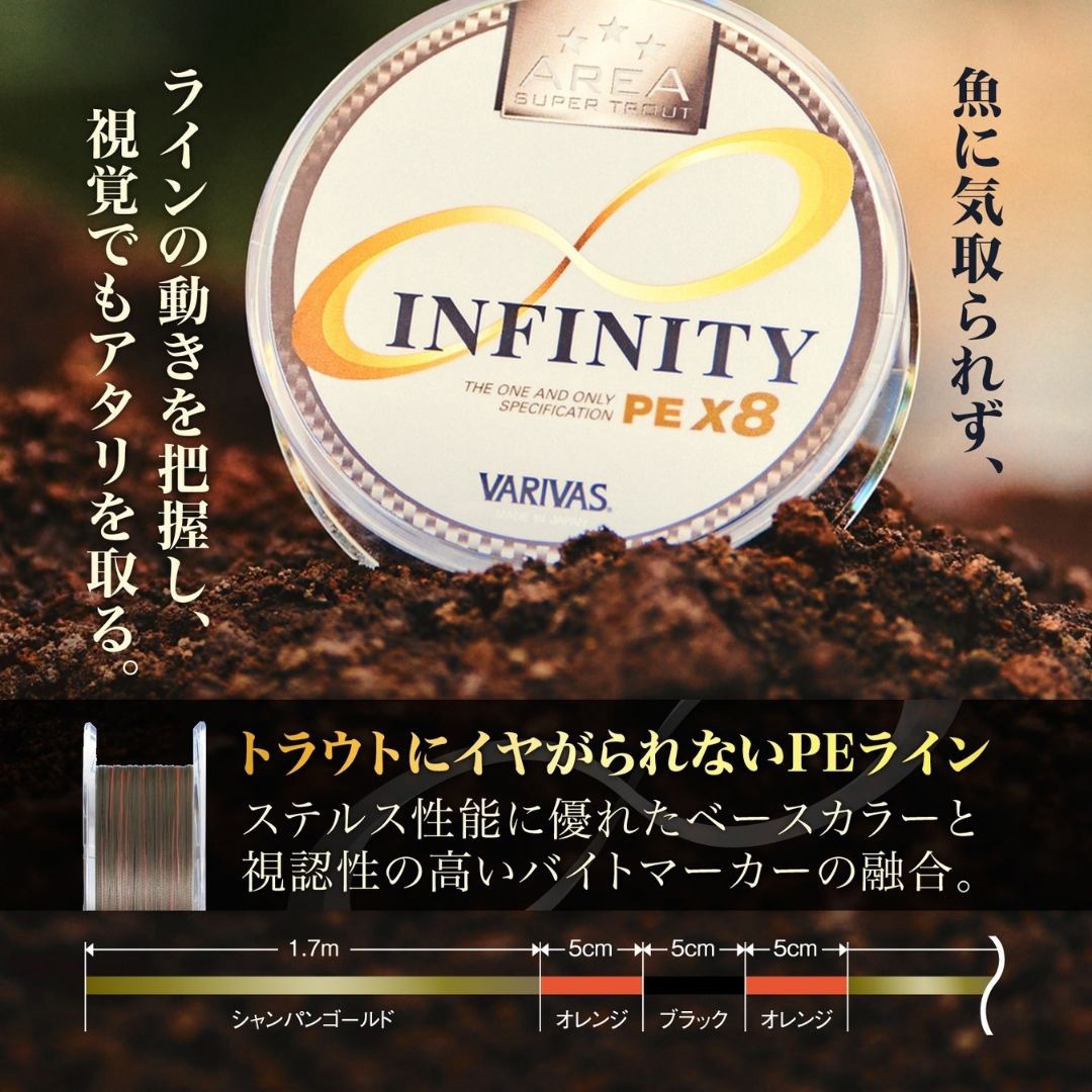 0.2号 スーパートラウトエリア インフィニティPE X8 75m 1個 VARIVAS