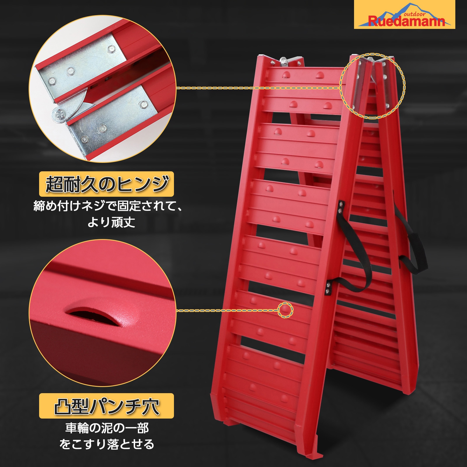 HR800S-R アルミ折り畳みスロープ Ruedamann 耐荷重250kg