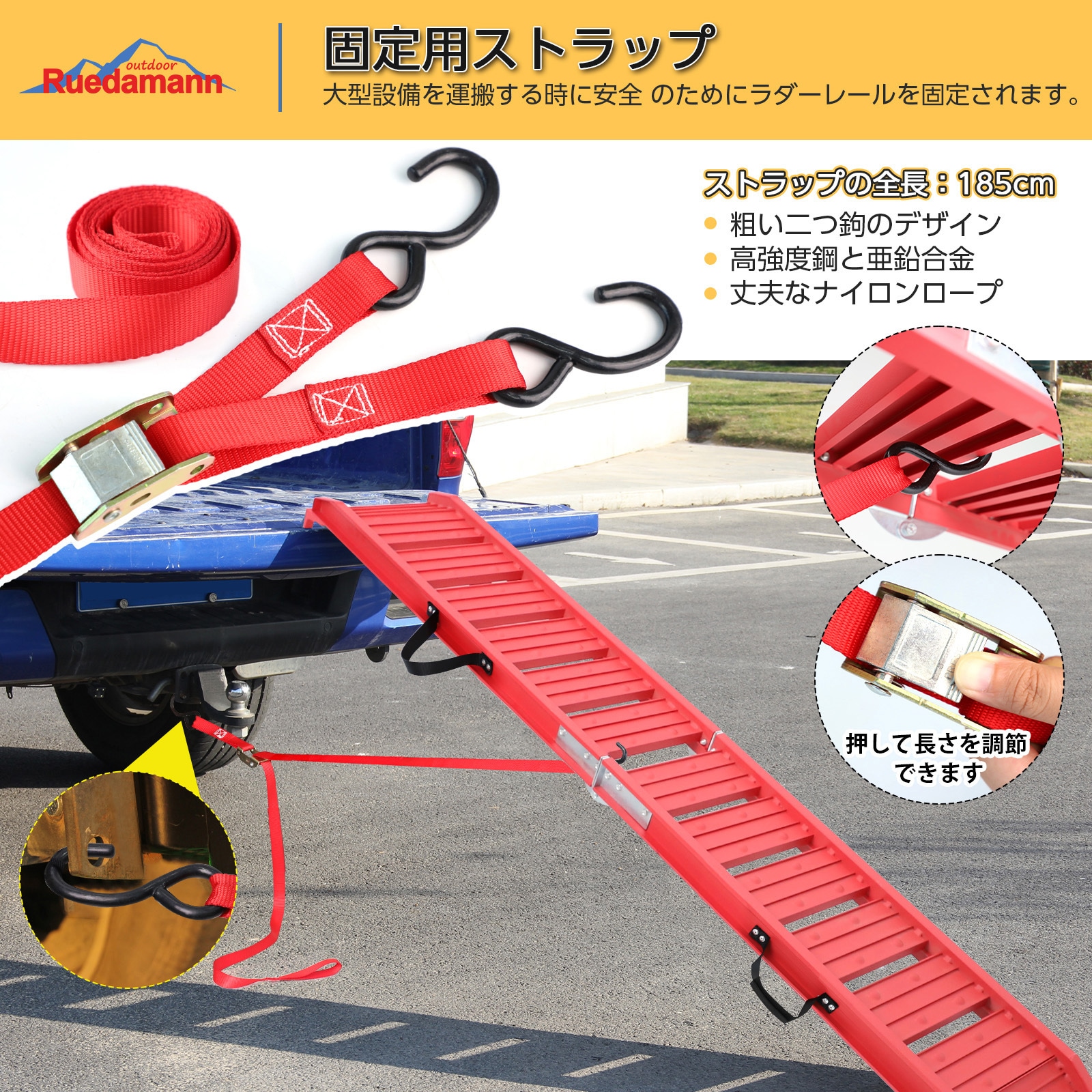 HR800S-R アルミ折り畳みスロープ Ruedamann 1本 HR800S-R - 【通販