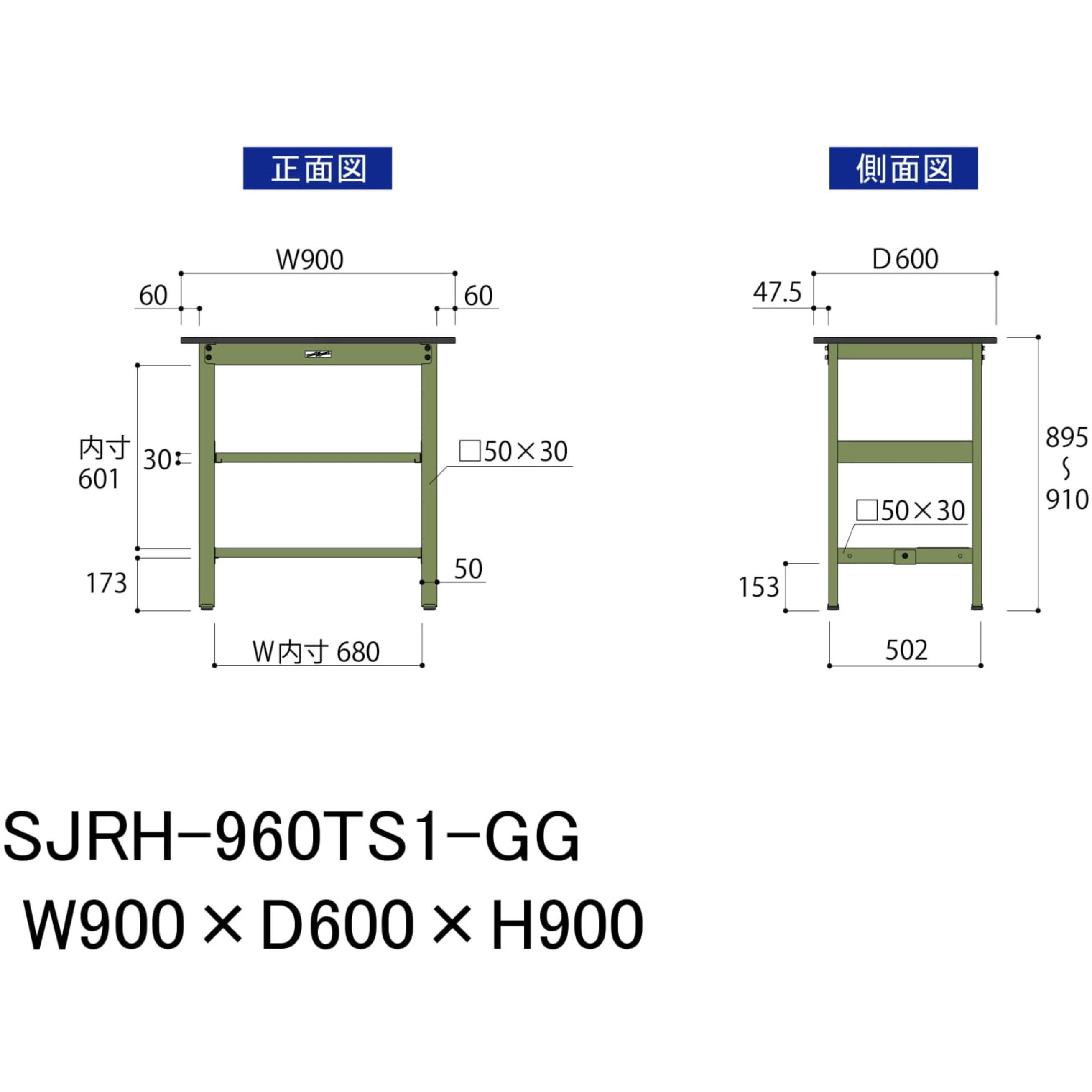山金工業 ワークテーブル スーパータイプ 塩ビシート天板＋キャビネット2段付き SSRH-1275 幅1200×奥行750×高さ900mm 山金工業 ワークテーブル スーパータイプ 塩ビシート天板＋