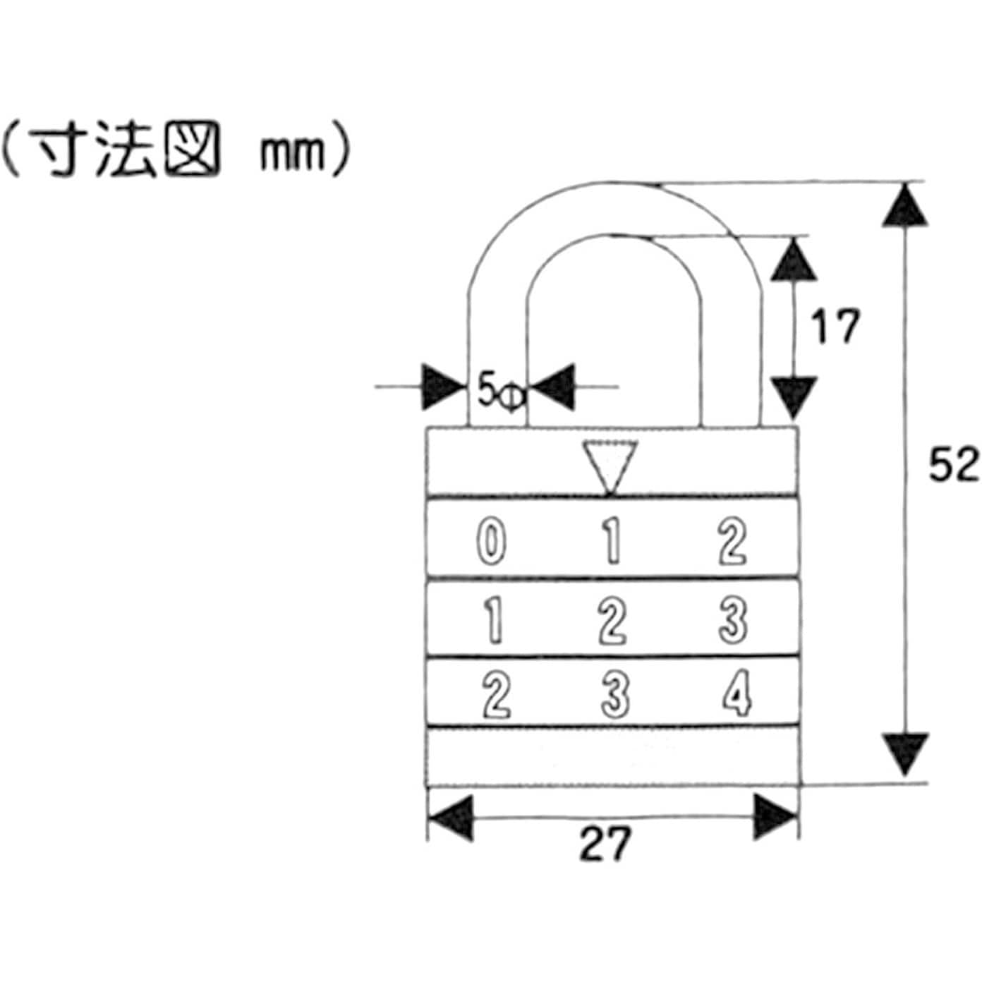 スマートオフィス】3段丸文字合せ錠 27mm キミドリ WAKI