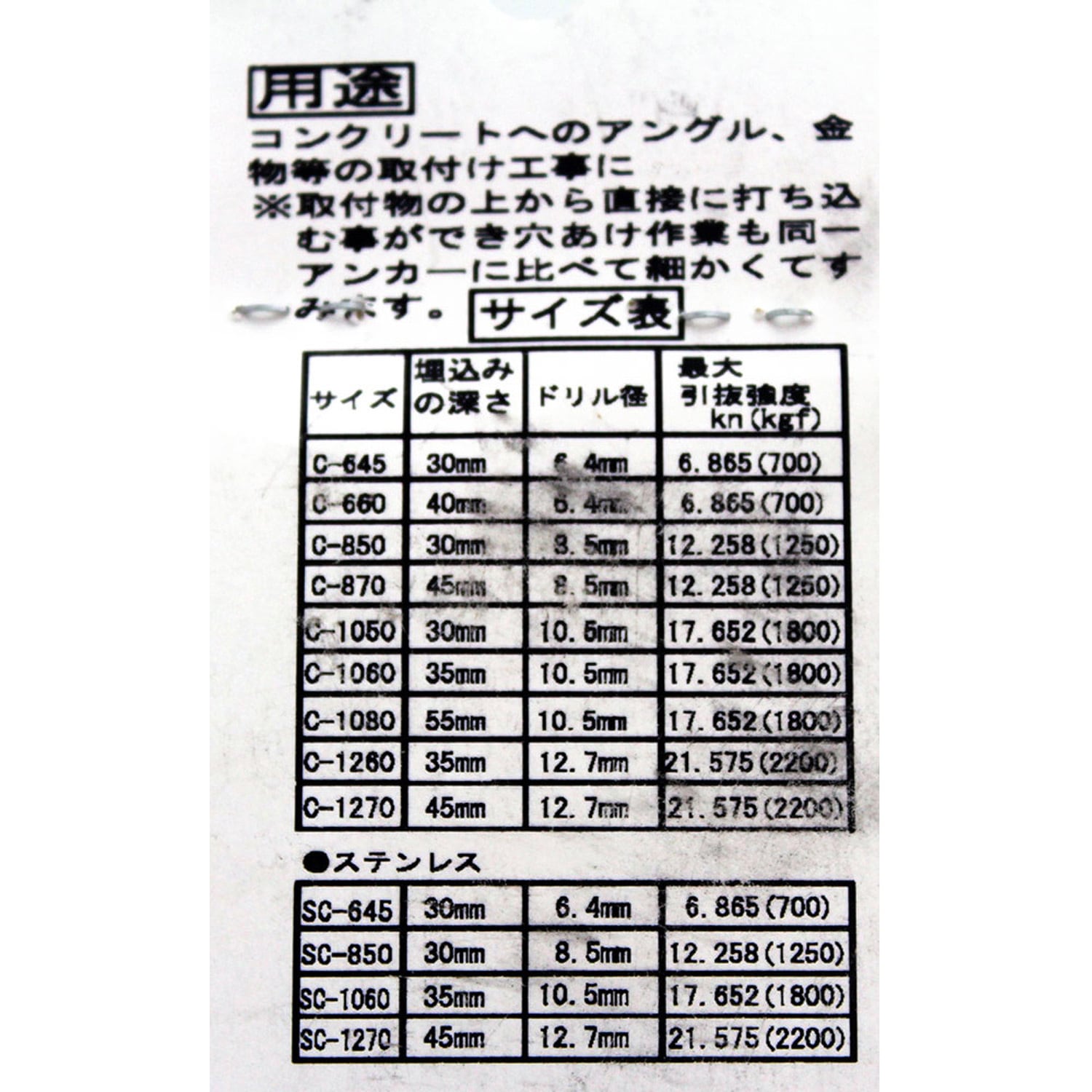 WF-008 ストレートアンカー WAKI(和気産業) ねじ径M6 1袋(2個