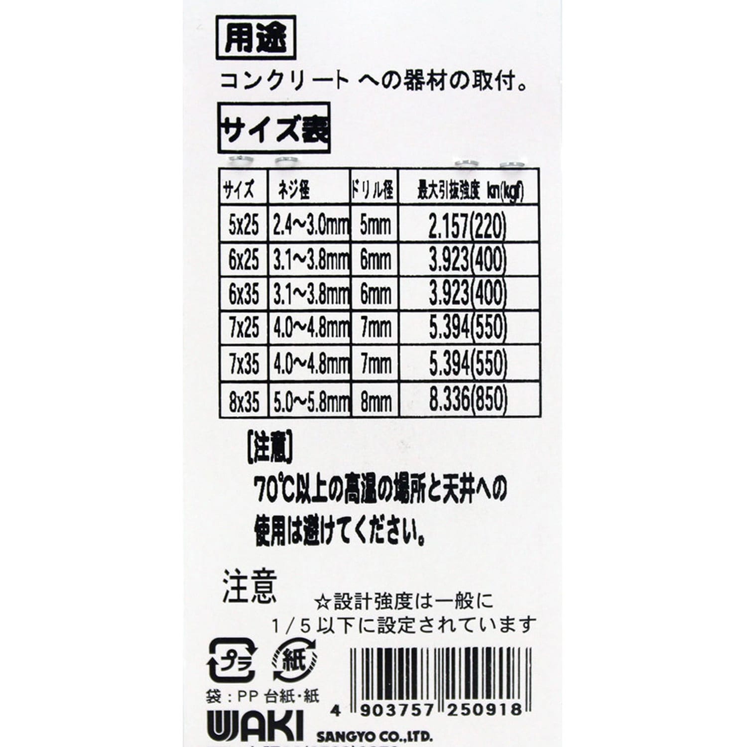WF-091 カールPCプラグ WAKI ドリル径7mm 1袋(7個) WF-091 WF-091 カールPCプラグ WAKI ドリル径7mm 1袋(7個) WF-091