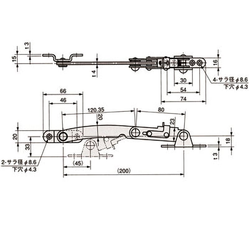 TM-223-2R ストッパー付重量扉用ステー 栃木屋 左右区別:右 TM-223-2R