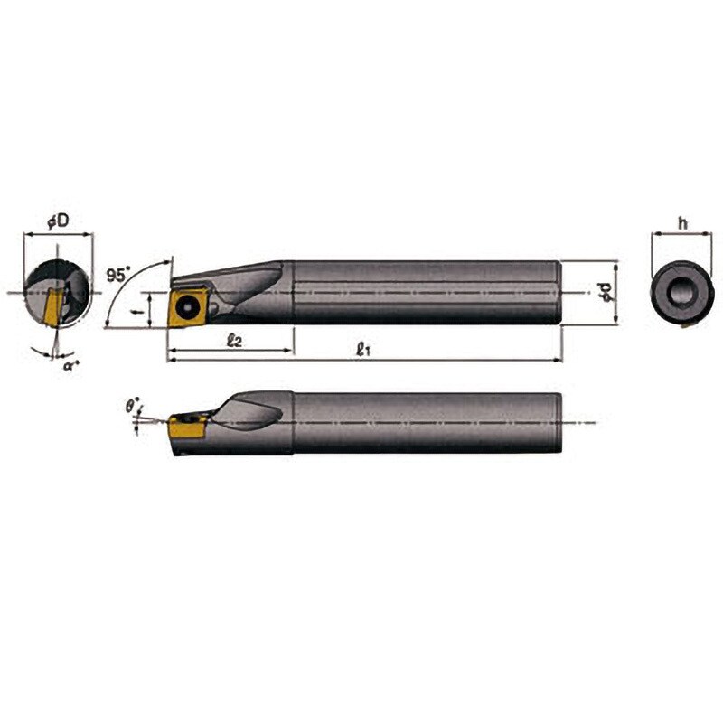 A20R-SCLCR09-D220 内径用ホルダ A/E-SCLCR/L タンガロイ 95° 適合チップひし形80° スクリューオン式 右勝手 -  【通販モノタロウ】