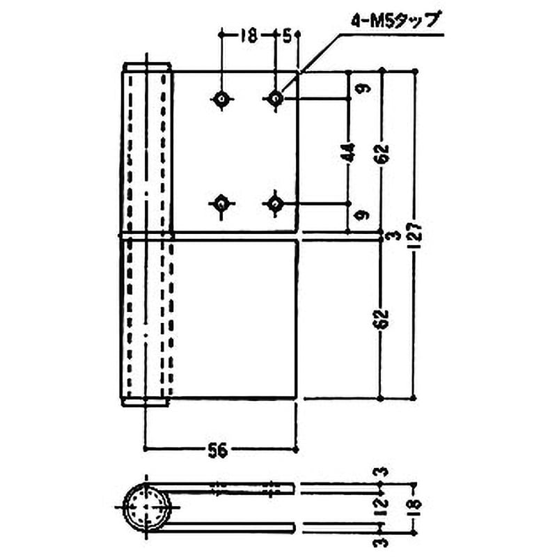 K-40-127HR ステンレス 旗丁番(穴あり) APLUS(クマモト) 横112mm