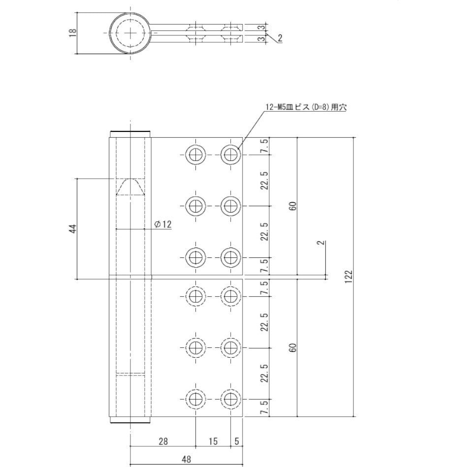 K-34A-127 R 6ツアナ ステンレス 面付旗蝶番 APLUS(クマモト) 右用 横