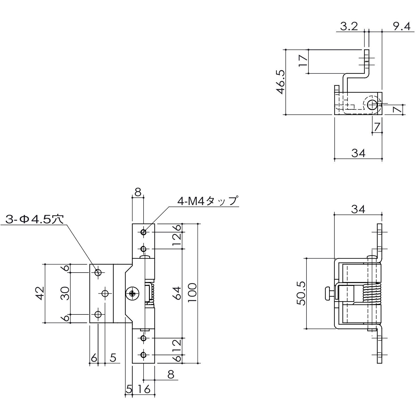 K-810 シヨウ-チリ15 点検口用バネ付丁番 1枚 APLUS(クマモト K-810 シヨウ-チリ15 点検口用バネ付丁番 1枚 APLUS(クマモト