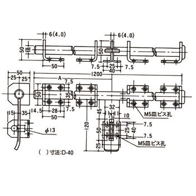 D-40-1200 ステンレス 超強力丸棒貫抜 APLUS(クマモト) 電解研磨