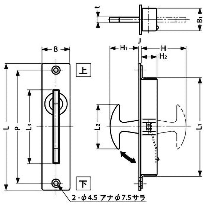 ST-90 ステンレス鋼製全回転引手 1個 LAMP(スガツネ) 【通販