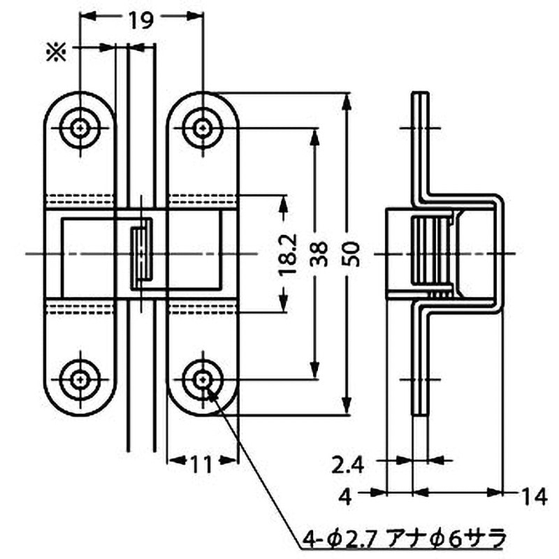 RK-50 ステンレス鋼製ルーター用隠し丁番 LAMP(スガツネ工業