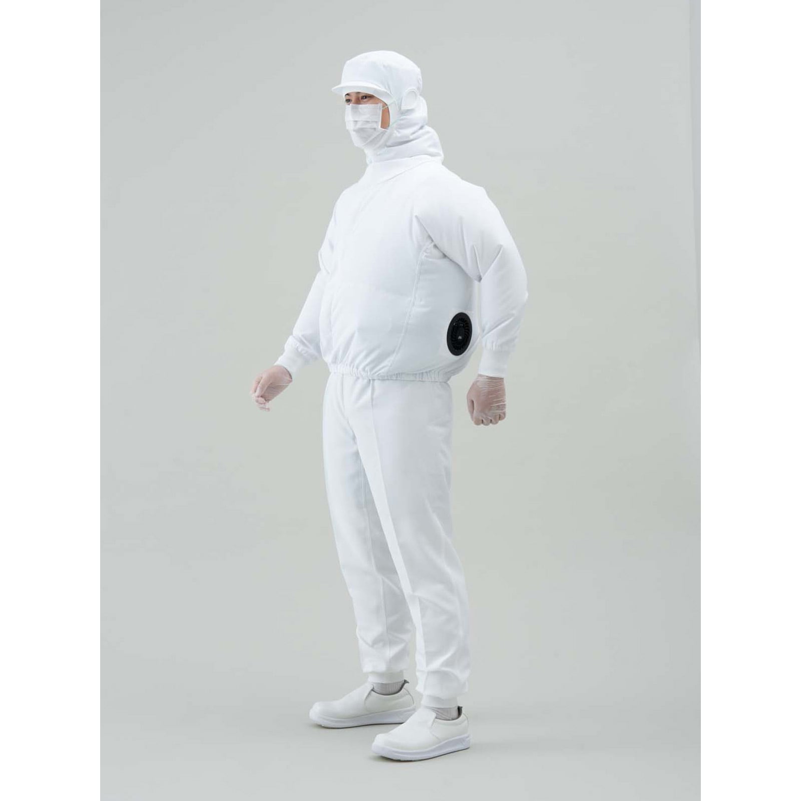 JF2504-01 食品工場向け異物混入対策 ファン装着対応フード一体上着 上着のみ 東洋リントフリー 長袖 ホワイト色 サイズS  JF2504-01 10,345円