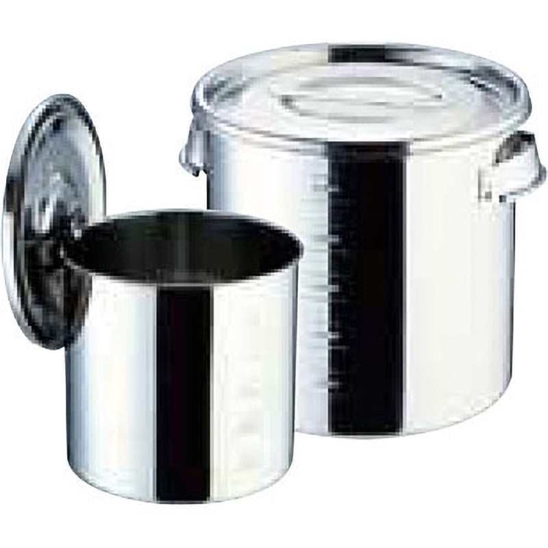 UK18-8ステンレス丸キッチンポット目盛付き 30cm 30cm 18-8 目盛付キッチンポット UK(三宝) 丸 容量21L 30cm