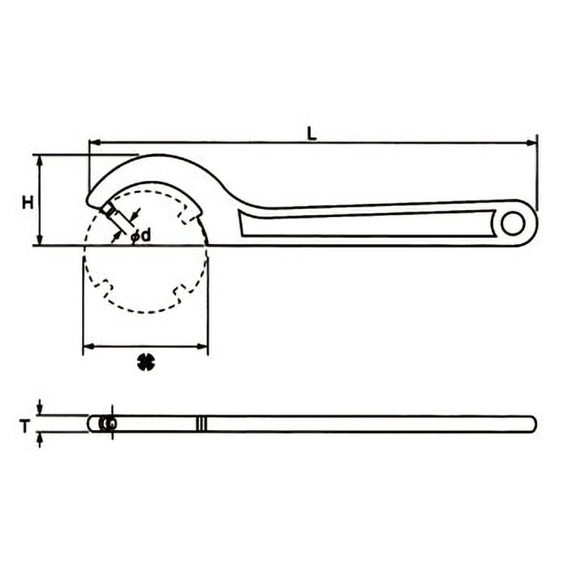 FP5865 引掛ピンスパナ 旭金属工業(旧:新日本ツール) 寸法58～65mm