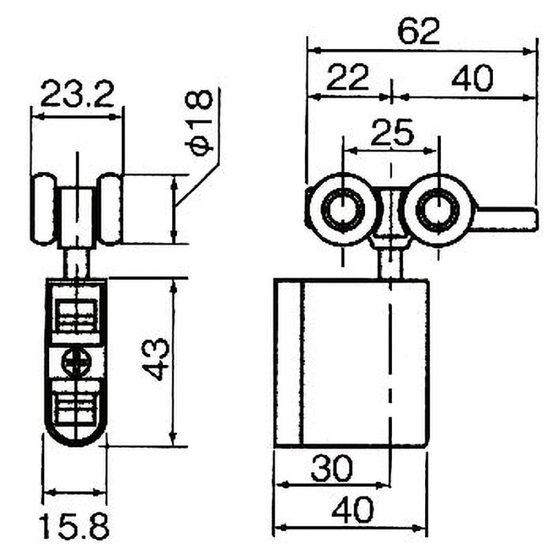 HR-222-K 上部吊り車(上下調整付き)(HR SYSTEM) 1個 アトム