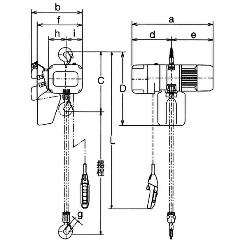 ER2-010S キトーエクセル 懸垂形(単体)(3点ボタン) キトー 揚程4m 荷重1t 3相200V(50/60Hz)220(60Hz)共通  種別1速形 ER2-010S - 【通販モノタロウ】