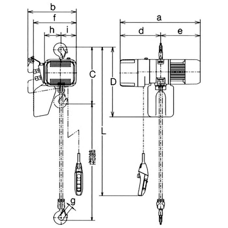 ER2-010IS キトーエクセル2速インバーター形(2点ボタン) キトー 揚程6m 荷重1t 3相200V(50/60Hz)220(60Hz)共通  ER2-010IS - 【通販モノタロウ】