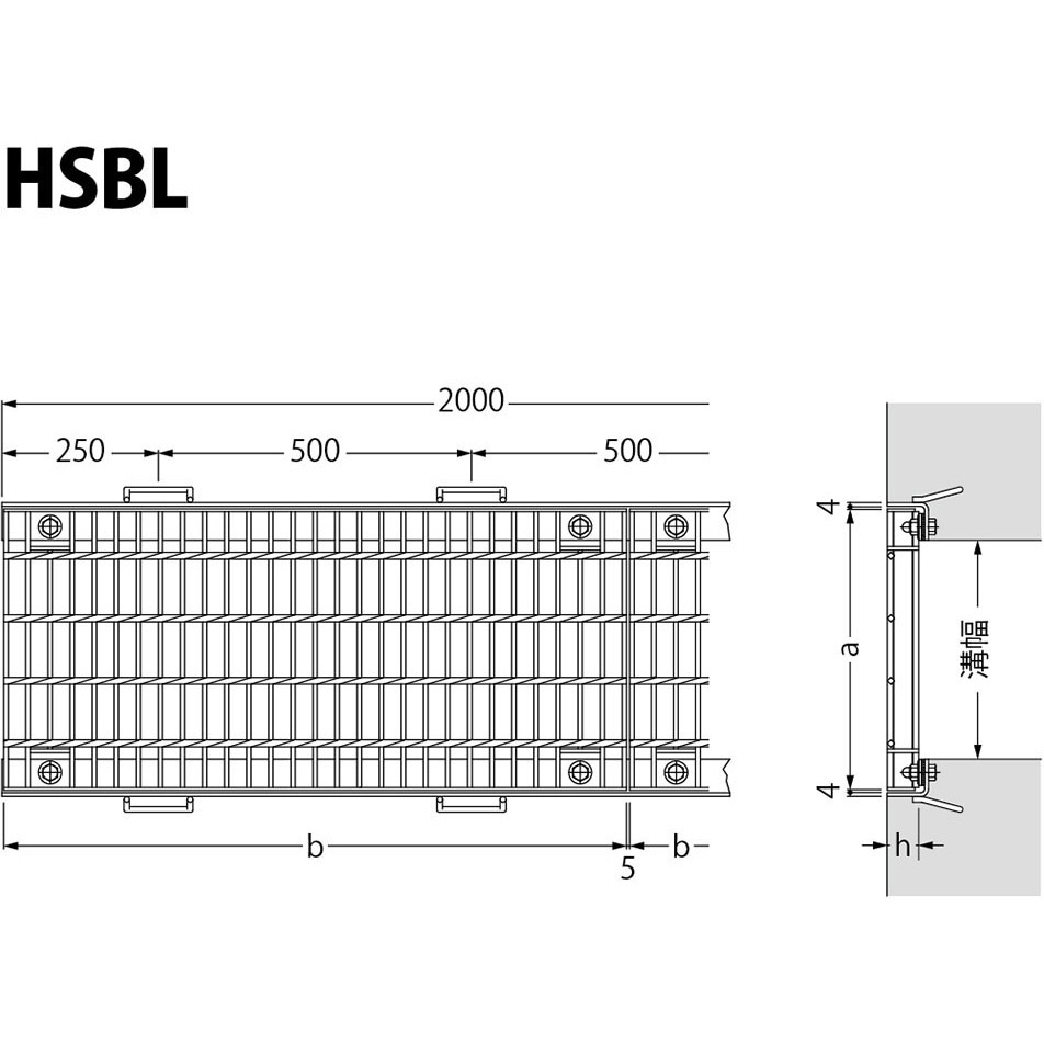 単品ok(b・ω・)b HSBL-86075 スチール製グレーチング 横断溝用 ボルト固定式 プレーン