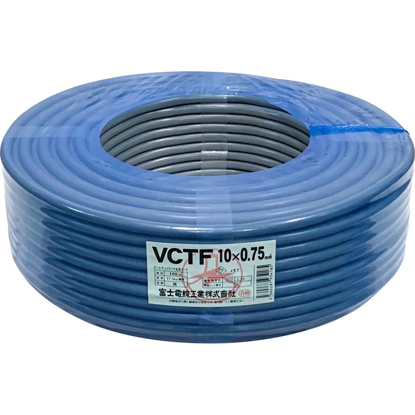 VCTF0.75×10芯 VCTF ビニルキャブタイヤ丸形コード 1巻(100m) 富士電線