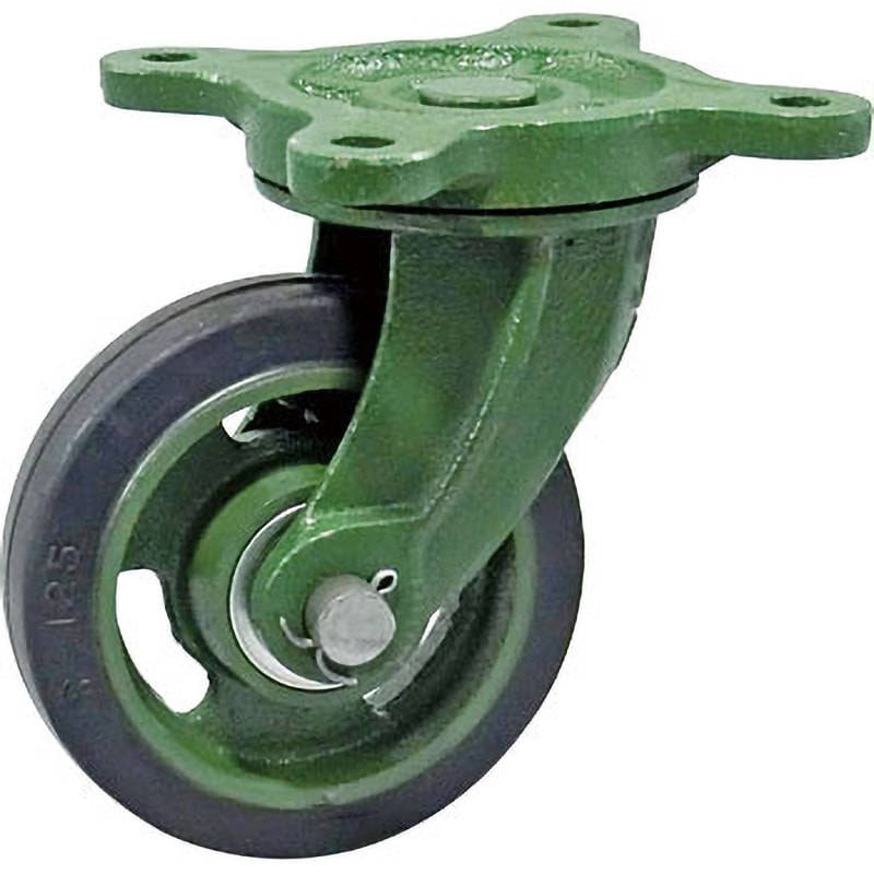 125BRB ダクタイルキャスター(標準タイプ) 自在車(ゴム車) 東北車輌 許容荷重147daN 車輪径125mm取付高168.5mm 7,390円