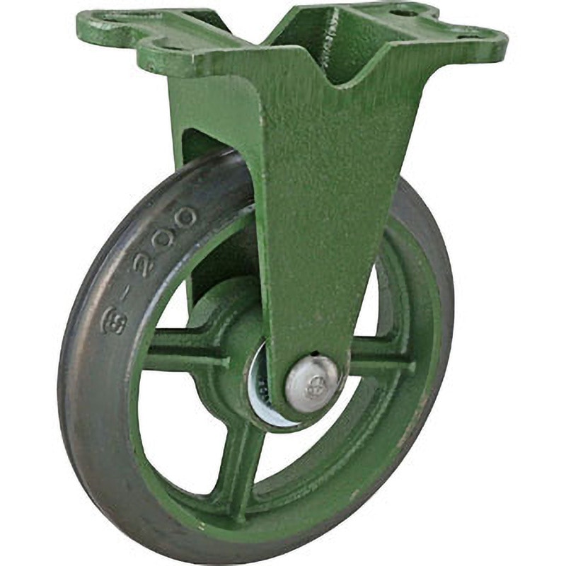 200KB ダクタイルキャスター(標準タイプ) 固定車(ゴム車) 東北車輌 車輪径200mm