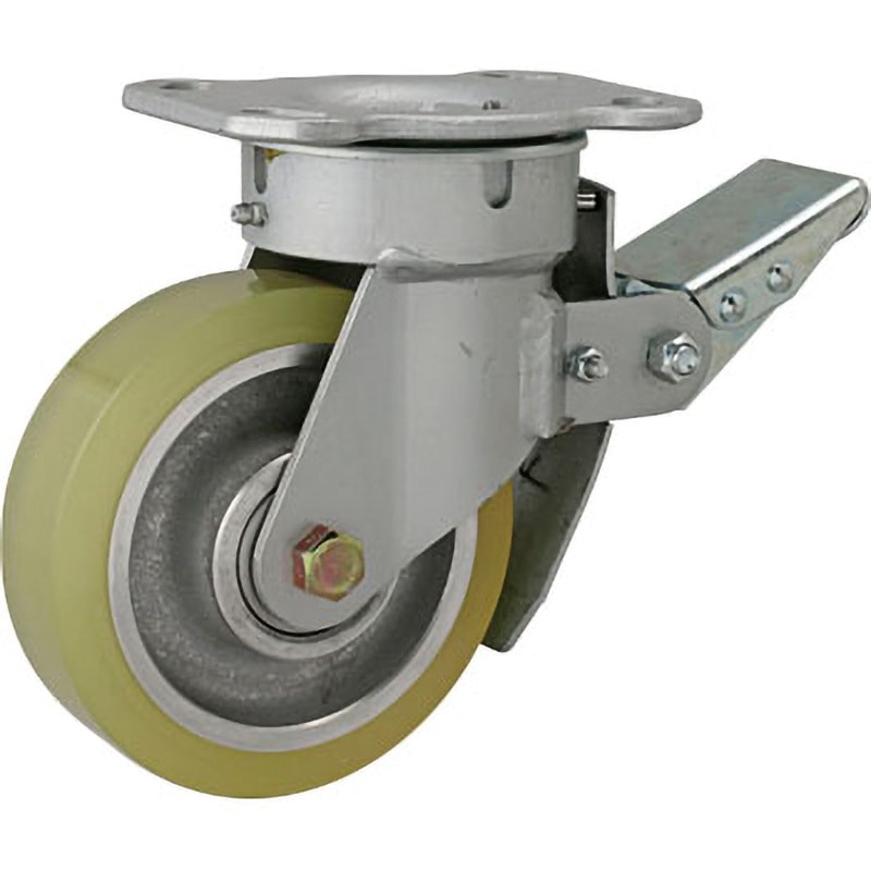 ATSHB 150 リボキャスター(重荷重用) 自在車 ストッパー付 カツヤマキカイ(旧スエヒロ) ウレタン車輪 単輪 車輪径150mm