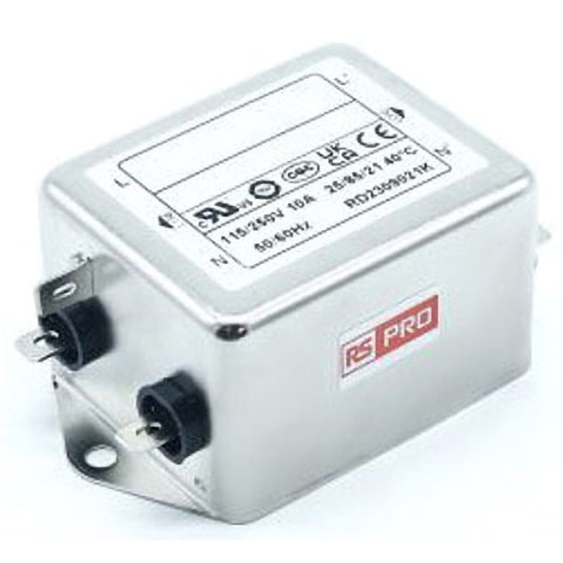 276-6295 RS PRO EMIフィルタ 単相 10A シャーシーマウント 22000pF 2x5.0 mH 4.1mA Single Stage RS PRO 1個 276-6295