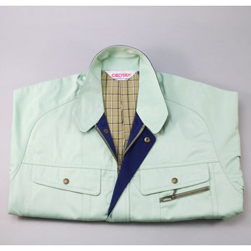 32002B 長袖ジャンパー 32002B (秋冬用) クロダルマ 混率(%):ポリエステル65・綿35 制電 ソフトツイル ライトグリーン色 L着丈66cm