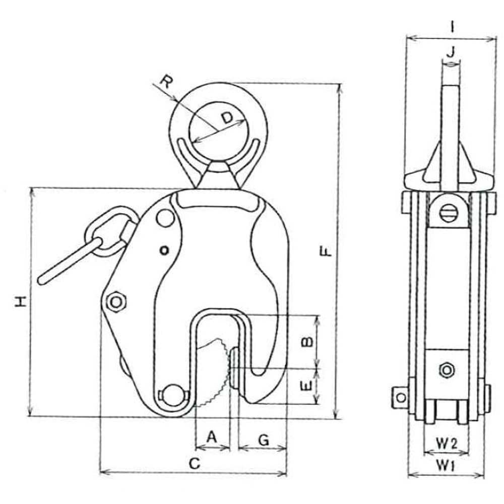 ET-1(3-20) 縦つりクランプ イーグルクランプ 荷重(最小～最大)200～1000kg クランプ範囲3～20mm - 【通販モノタロウ】